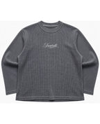 Acidwash waffle knit oversized full-sleeve Front Design
