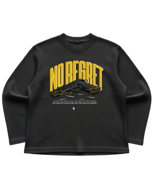 Black waffle knit oversized full-sleeve Front Design