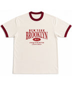 Off White & Maroon Ringer tee Front Design