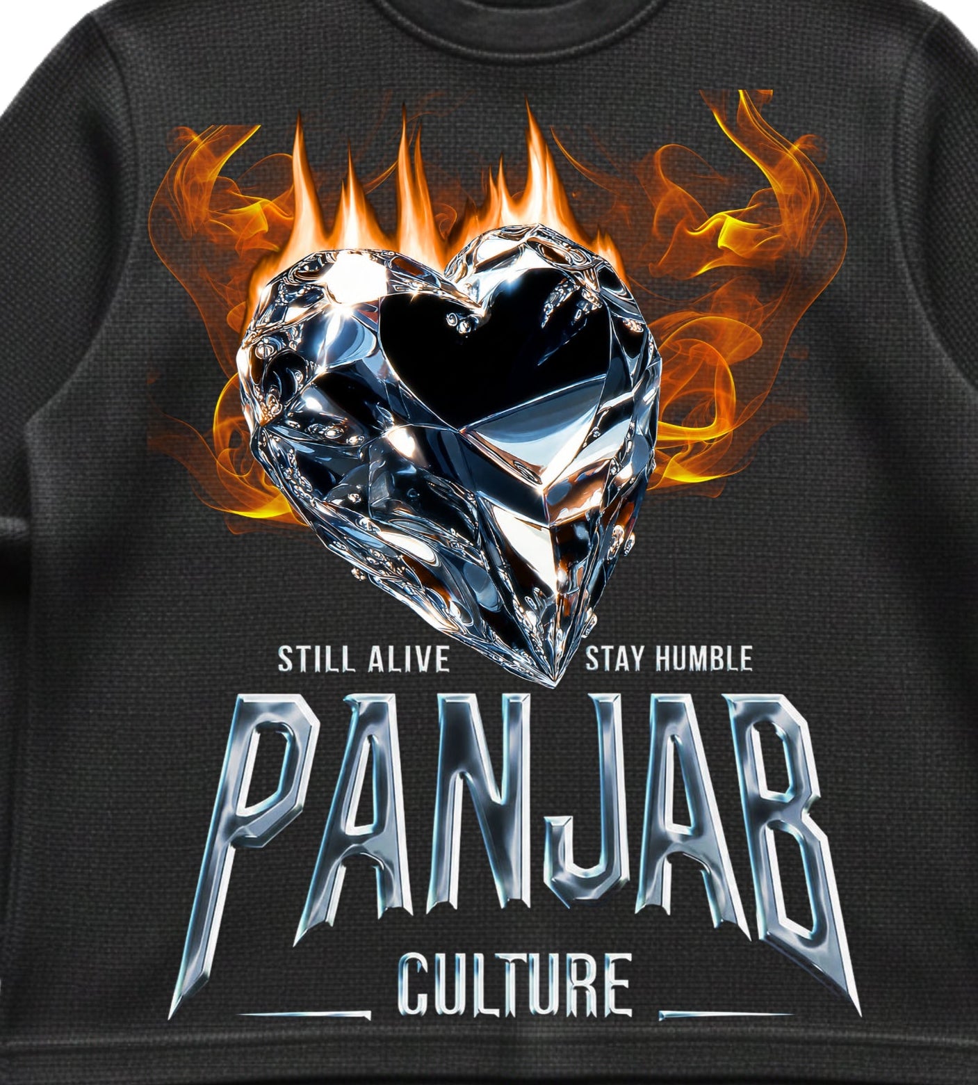 Black waffle knit oversized full-sleeve Front Design