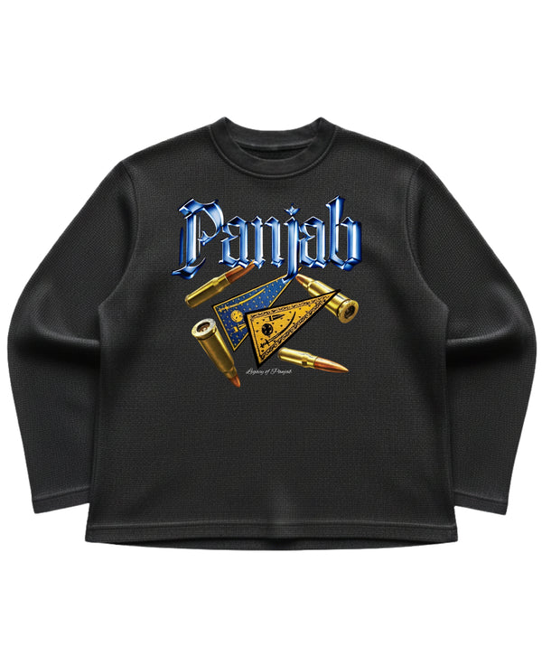 Black waffle knit oversized full-sleeve Front Design