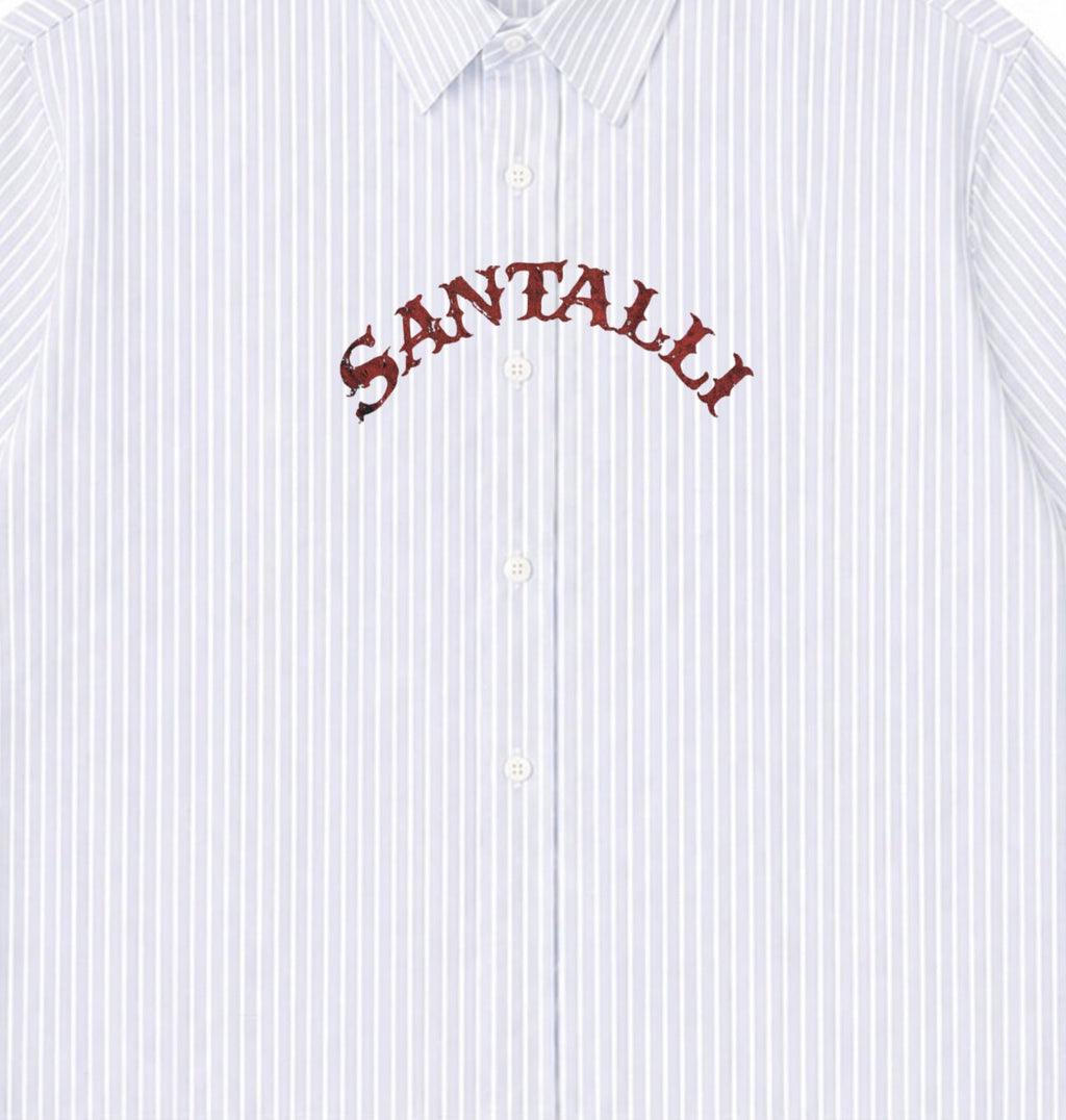 Blue Striped Oxford Boxy Shirt Front Design