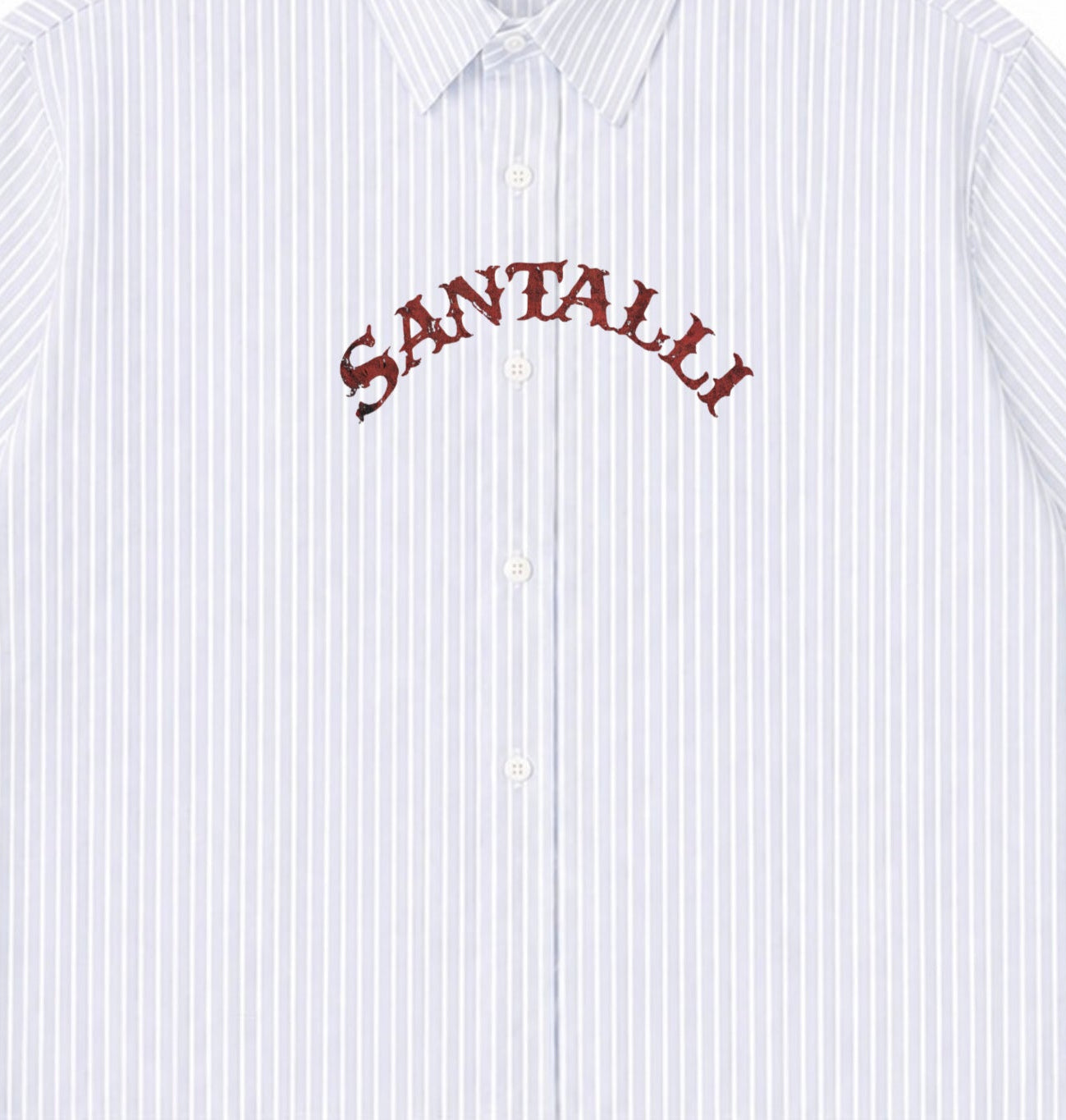 Blue Striped Oxford Boxy Shirt Front Design