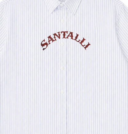 Blue Striped Oxford Boxy Shirt Front Design