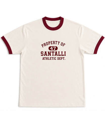 Off White & Maroon Ringer tee Front Design