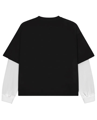 Black With White Sleeve Oversized Tee Back Design