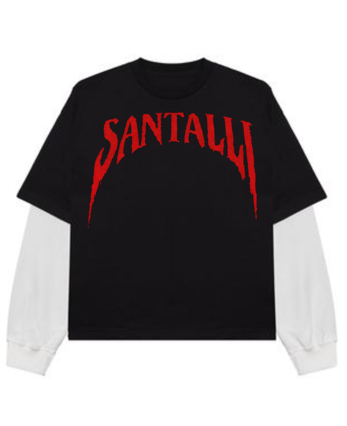 Black With White Sleeve Oversized Tee Front Design