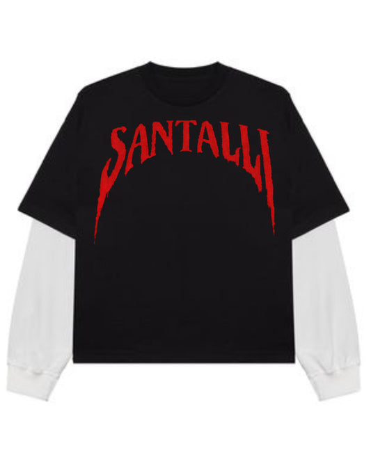Black With White Sleeve Oversized Tee Front Design