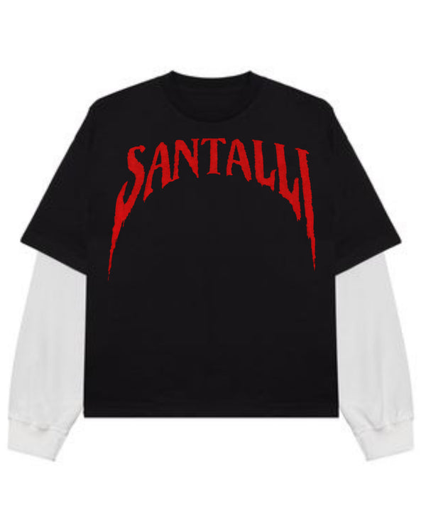 Black With White Sleeve Oversized Tee Front Design