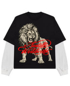 Black With White Sleeve Oversized Tee Front Design
