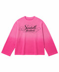 Pink Ombré Waffle Knit Oversized Full-Sleeve Front Design