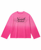 Pink Ombré Waffle Knit Oversized Full-Sleeve Front Design