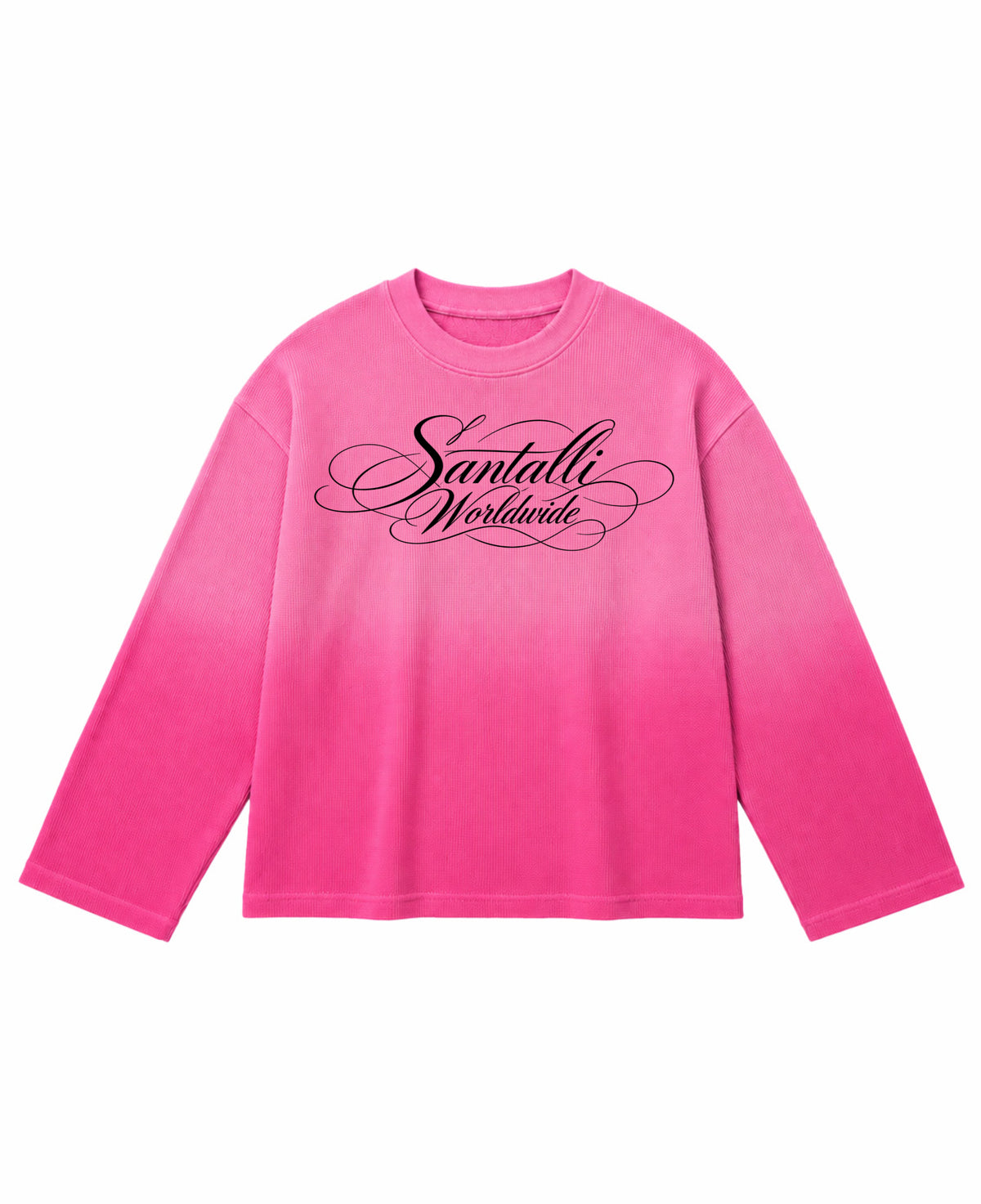 Pink Ombré Waffle Knit Oversized Full-Sleeve Front Design