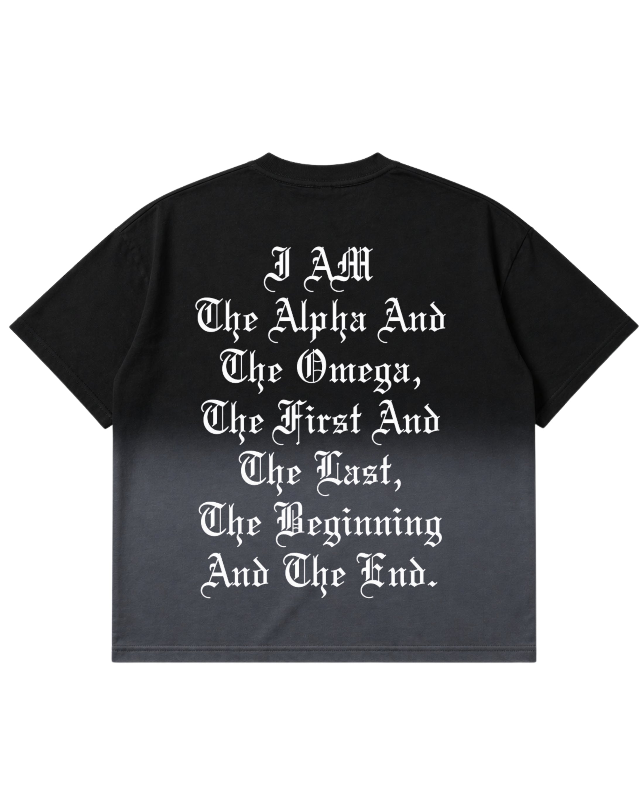 Black Ombré Wash Boxy Fit T-shirt Back Design
