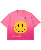 Pink Sunfade Ombré Wash Boxy Fit T-shirt Front Design