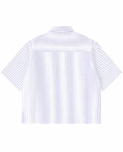 Blue Striped Oxford Boxy Shirt Back Design
