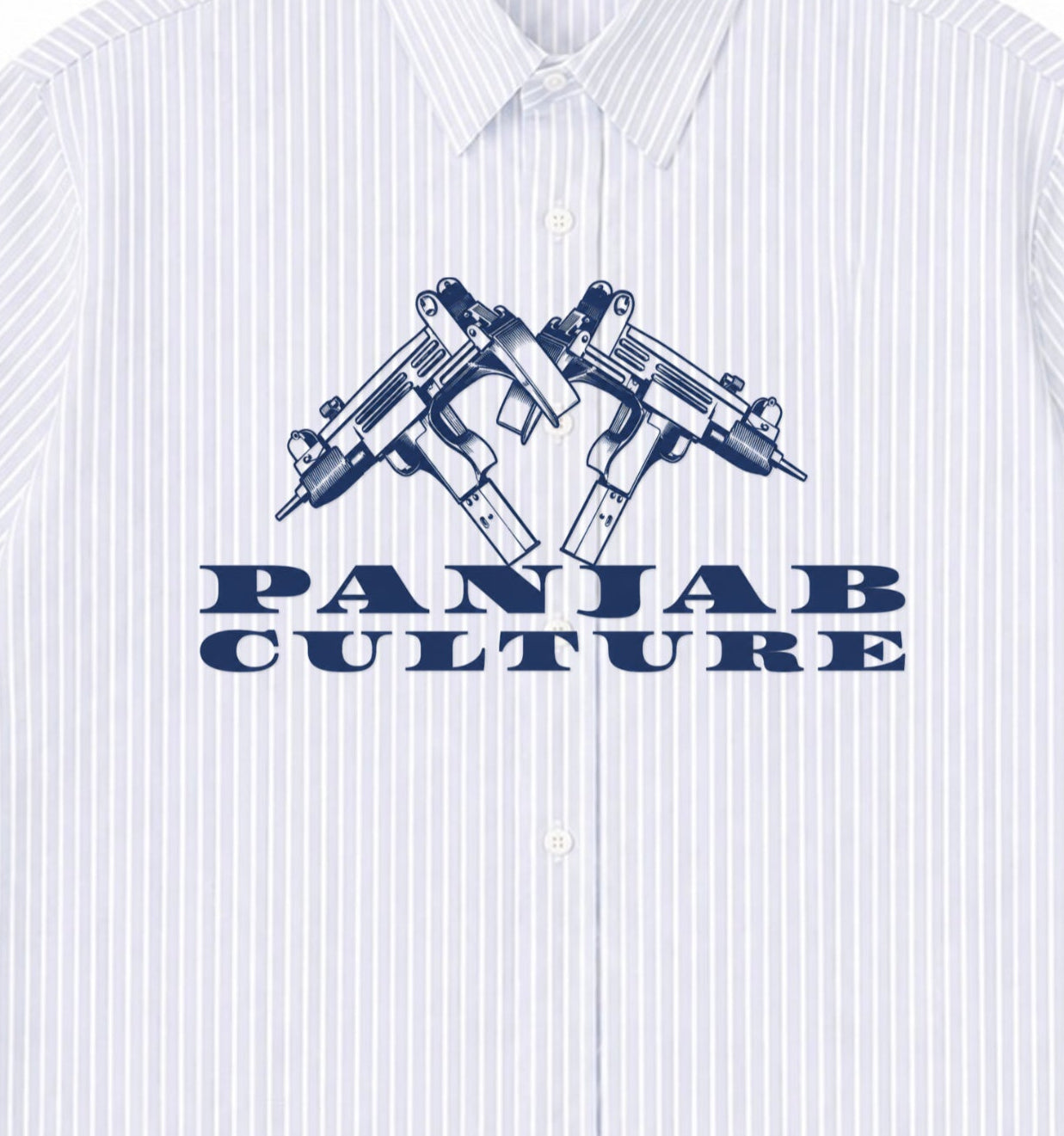 Blue Striped Oxford Boxy Shirt Front Design
