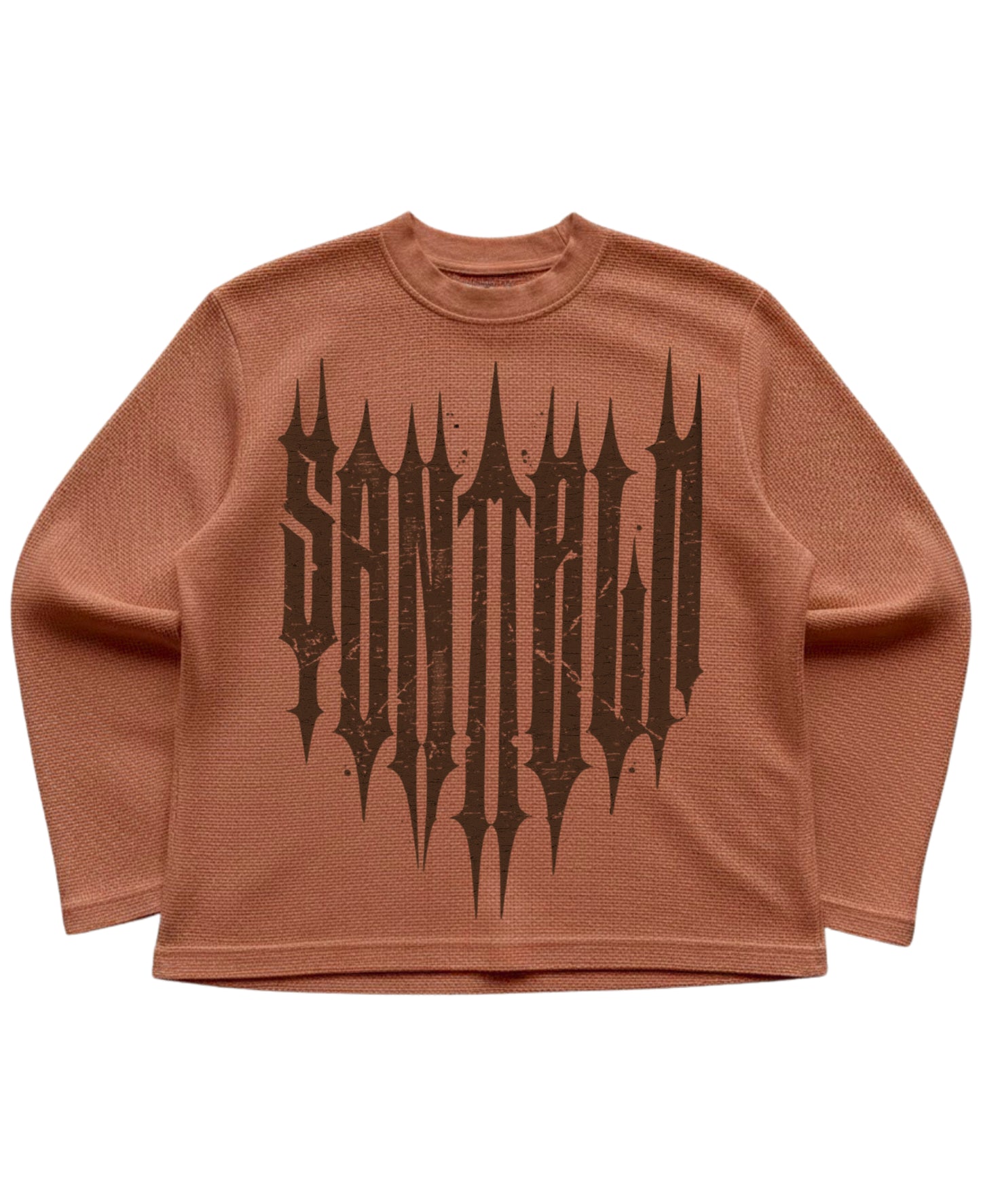 Brown waffle knit oversized full-sleeve Front Design