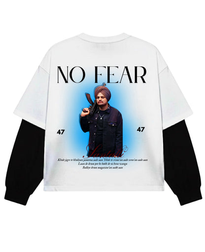 White With Black Sleeve Oversized Tee Back Design