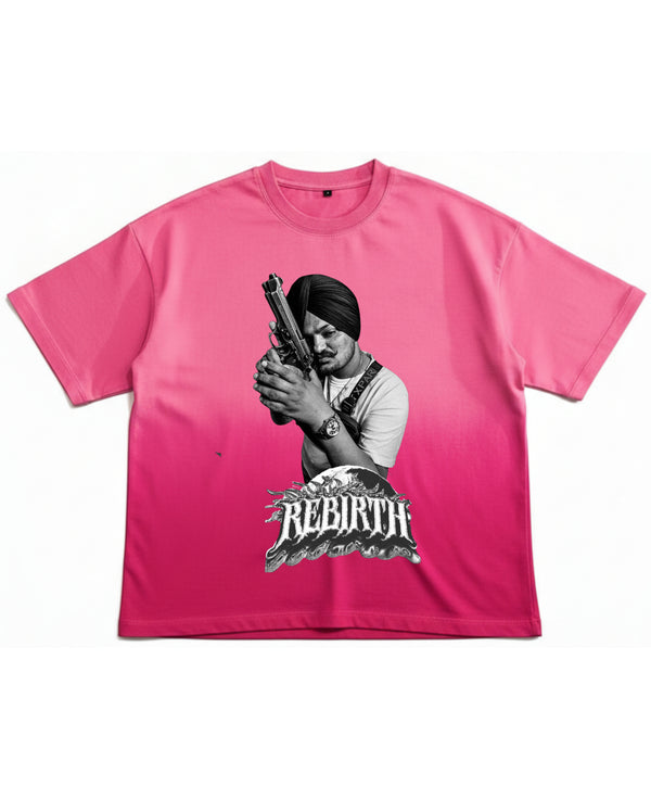 Pink Sunfade Ombré Wash Boxy Fit T-shirt Front Design