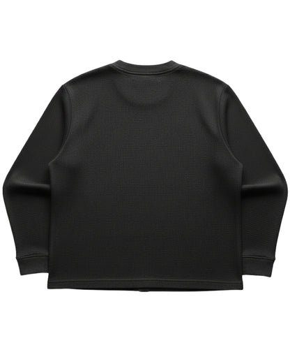 Black waffle knit oversized full-sleeve Back Design