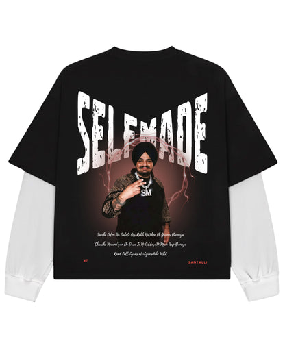 Black With White Sleeve Oversized Tee Back Design