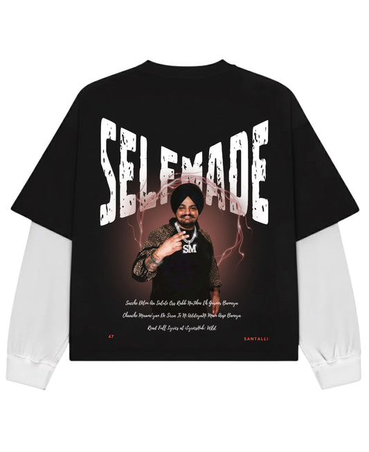 Black With White Sleeve Oversized Tee Back Design