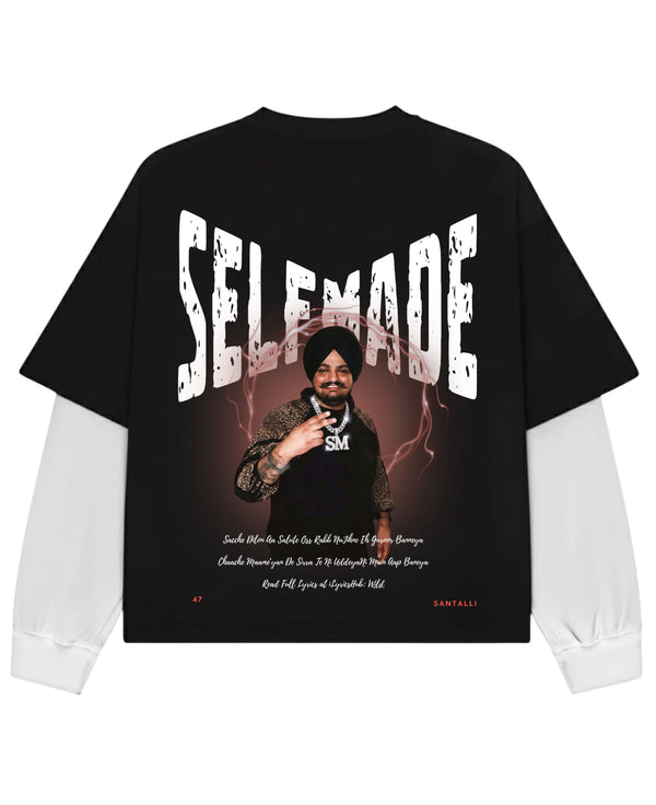 Black With White Sleeve Oversized Tee Back Design