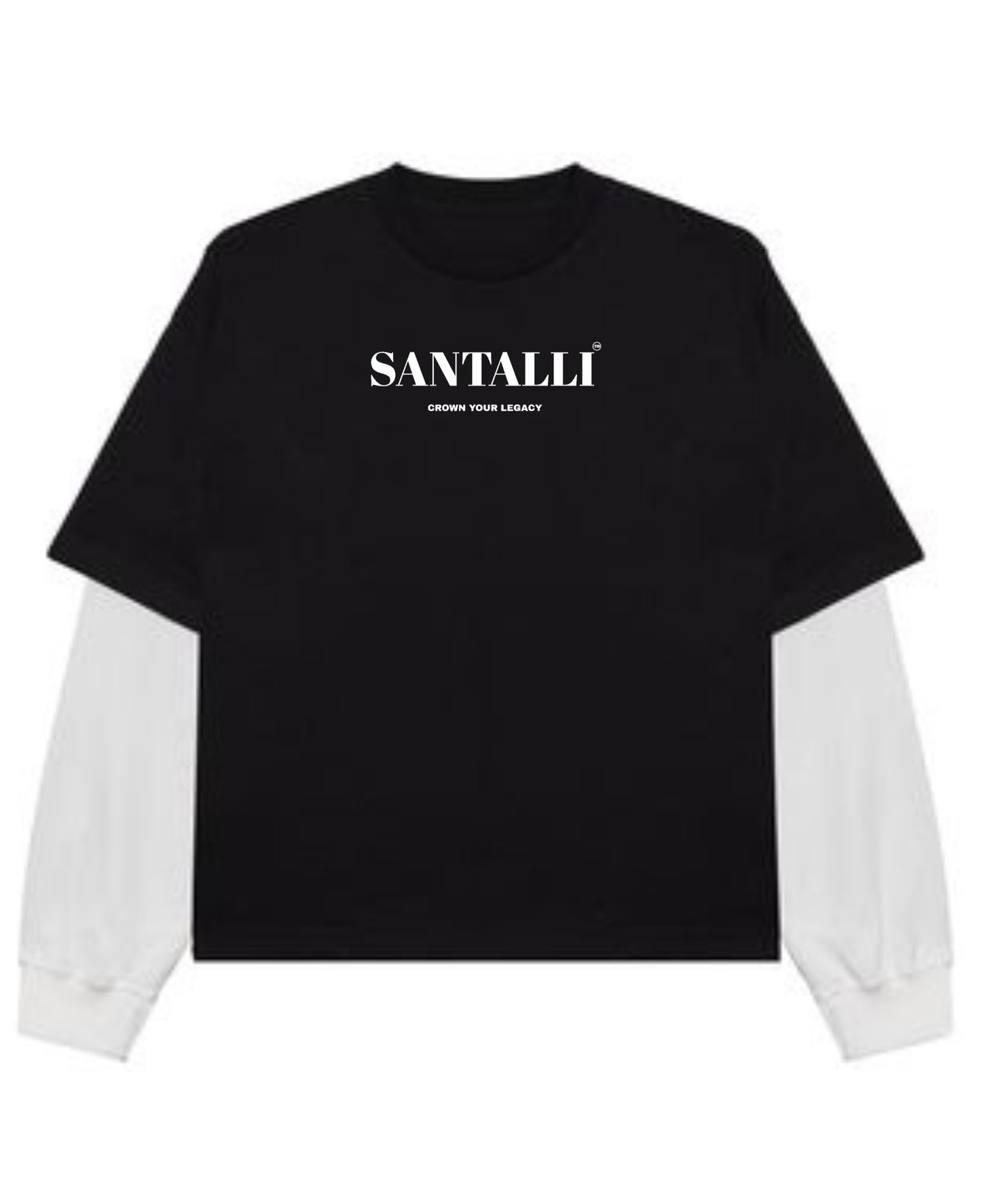 Black With White Sleeve Oversized Tee Front Design