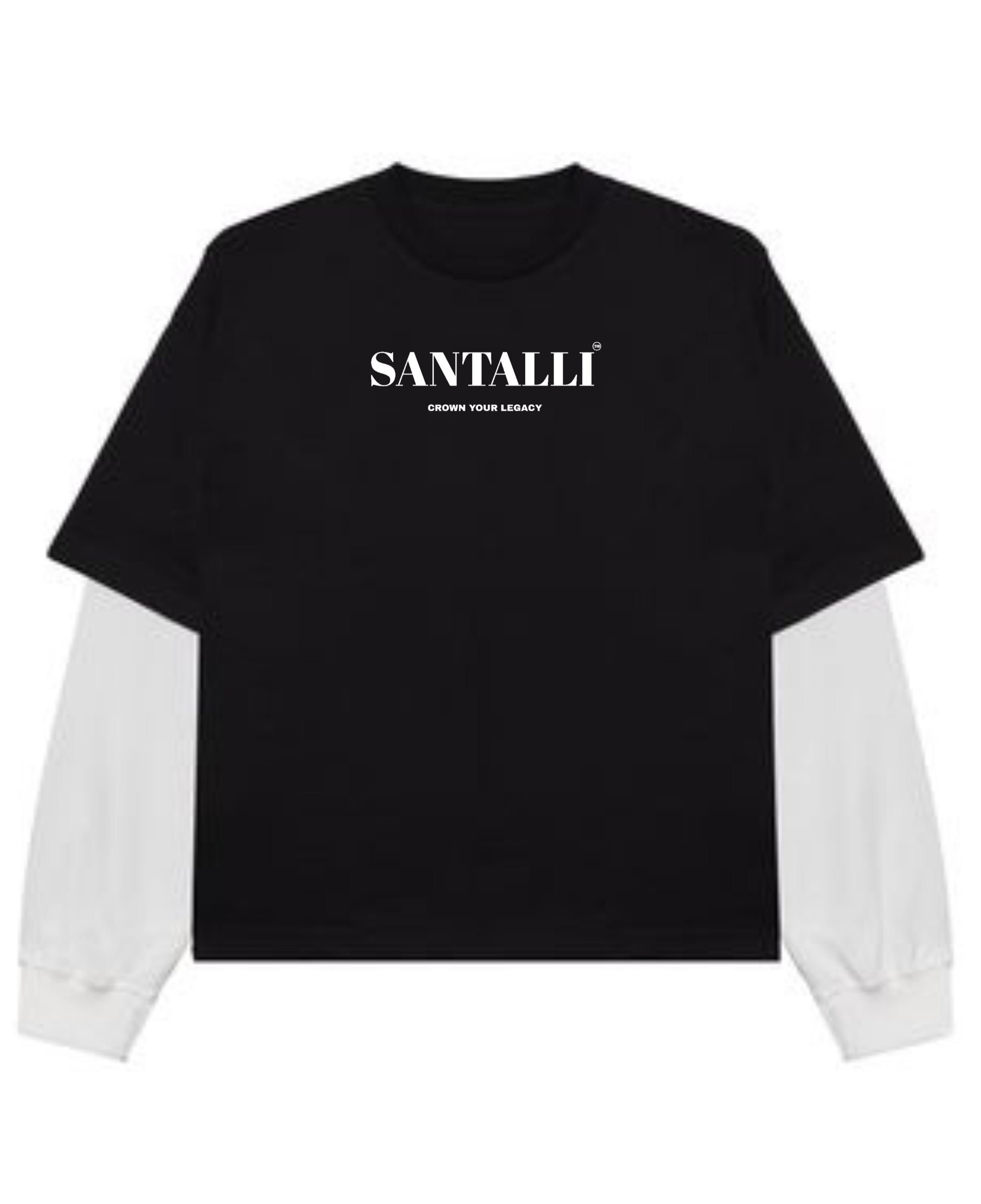 Black With White Sleeve Oversized Tee Front Design