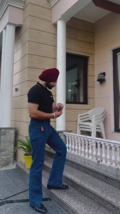 STRIPPED BLACK POLO T-SHIRT