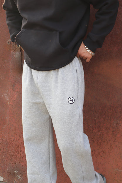 GREY WIDE LEG HEAVY WEIGHT SWEATPANTS