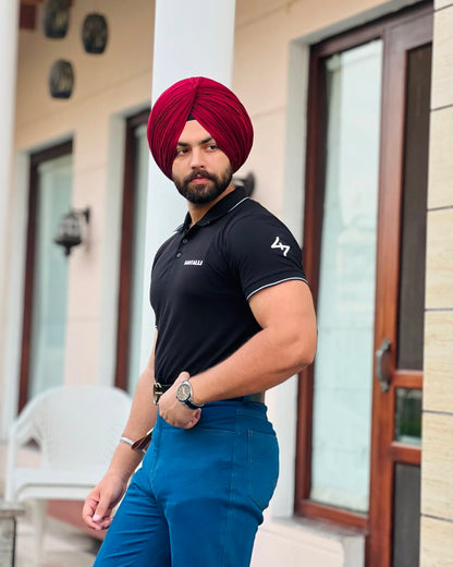 STRIPPED BLACK POLO T-SHIRT