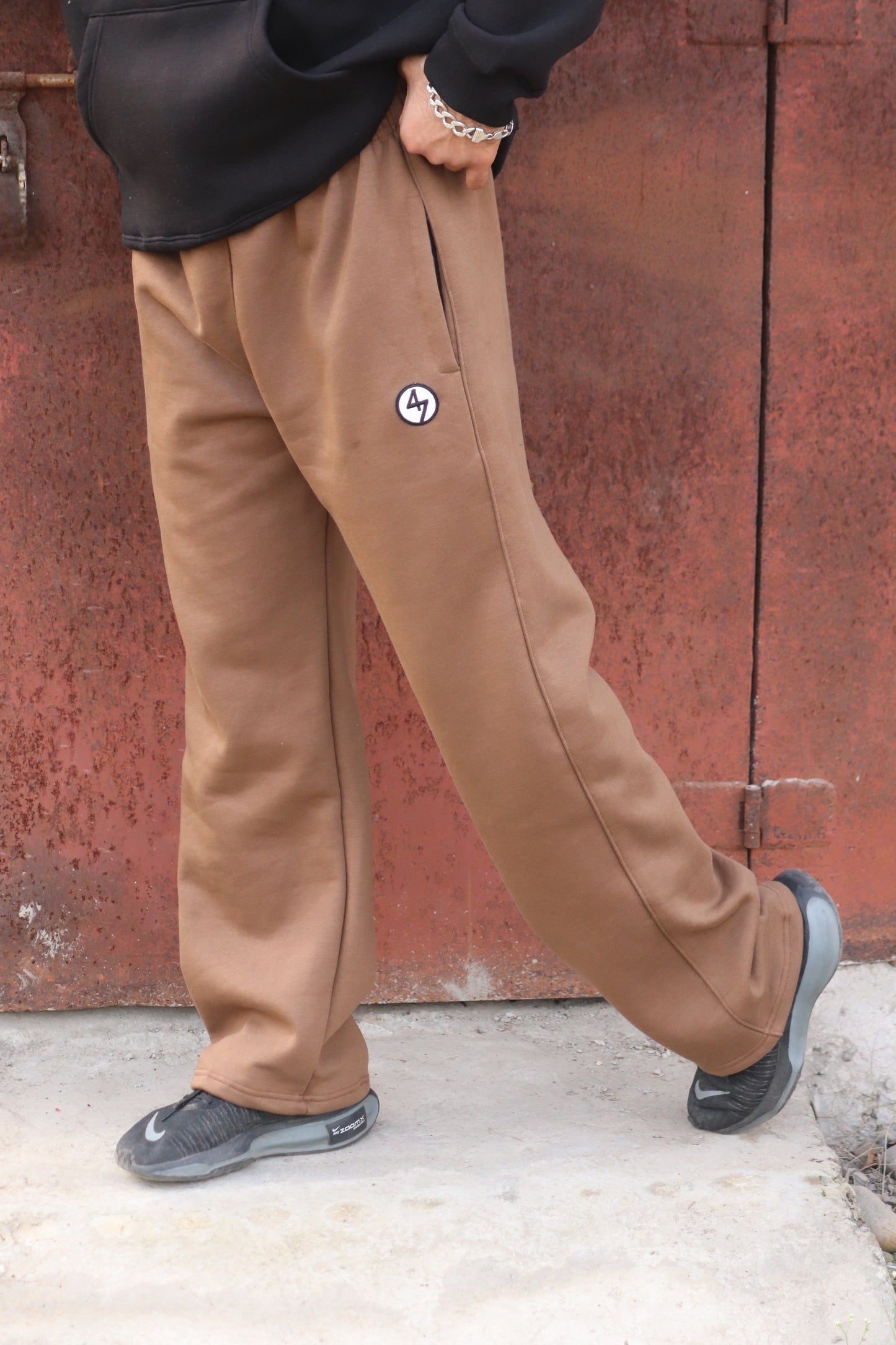 BROWN WIDE LEG HEAVY WEIGHT SWEATPANTS