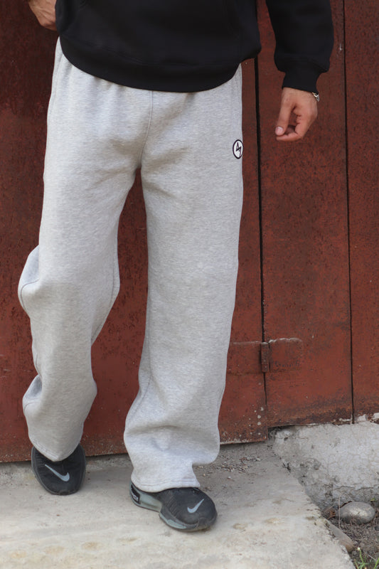 GREY WIDE LEG HEAVY WEIGHT SWEATPANTS