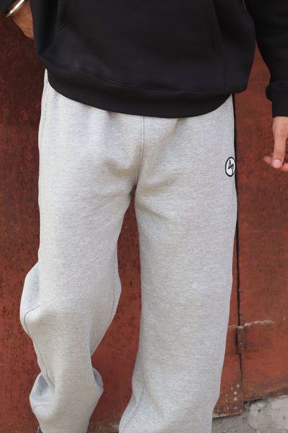 GREY WIDE LEG HEAVY WEIGHT SWEATPANTS