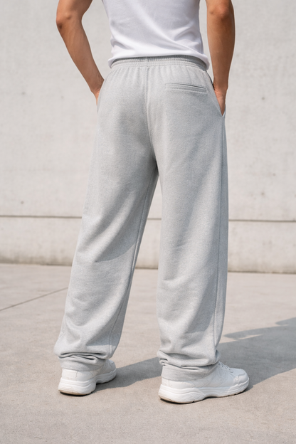 GREY COTTON LOOSE FIT TRACK PANT