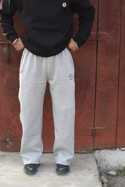 GREY WIDE LEG HEAVY WEIGHT SWEATPANTS