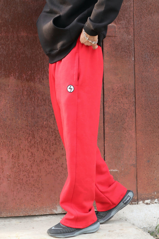 RED WIDE LEG HEAVY WEIGHT SWEATPANTS