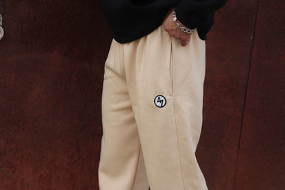 CREAM WIDE LEG HEAVY WEIGHT SWEATPANTS