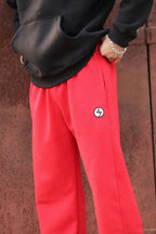 RED WIDE LEG HEAVY WEIGHT SWEATPANTS