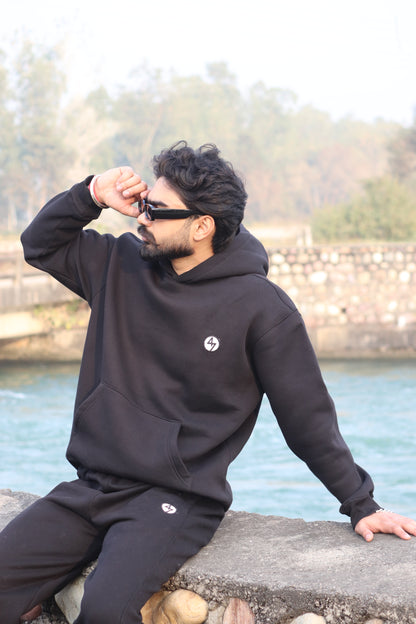 BLACK WIDE LEG HEAVY WEIGHT SWEATPANTS