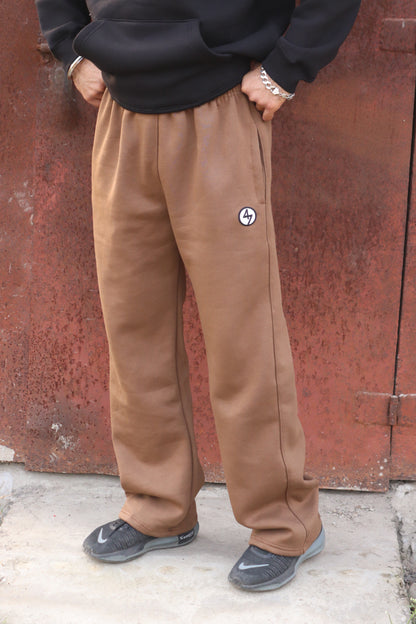 BROWN WIDE LEG HEAVY WEIGHT SWEATPANTS