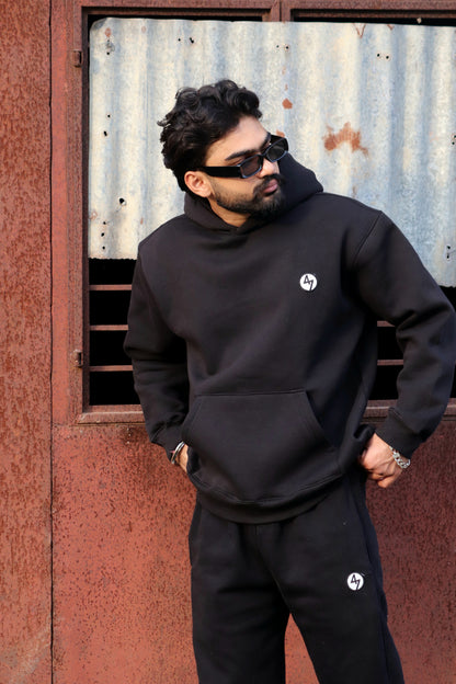 BLACK WIDE LEG HEAVY WEIGHT SWEATPANTS