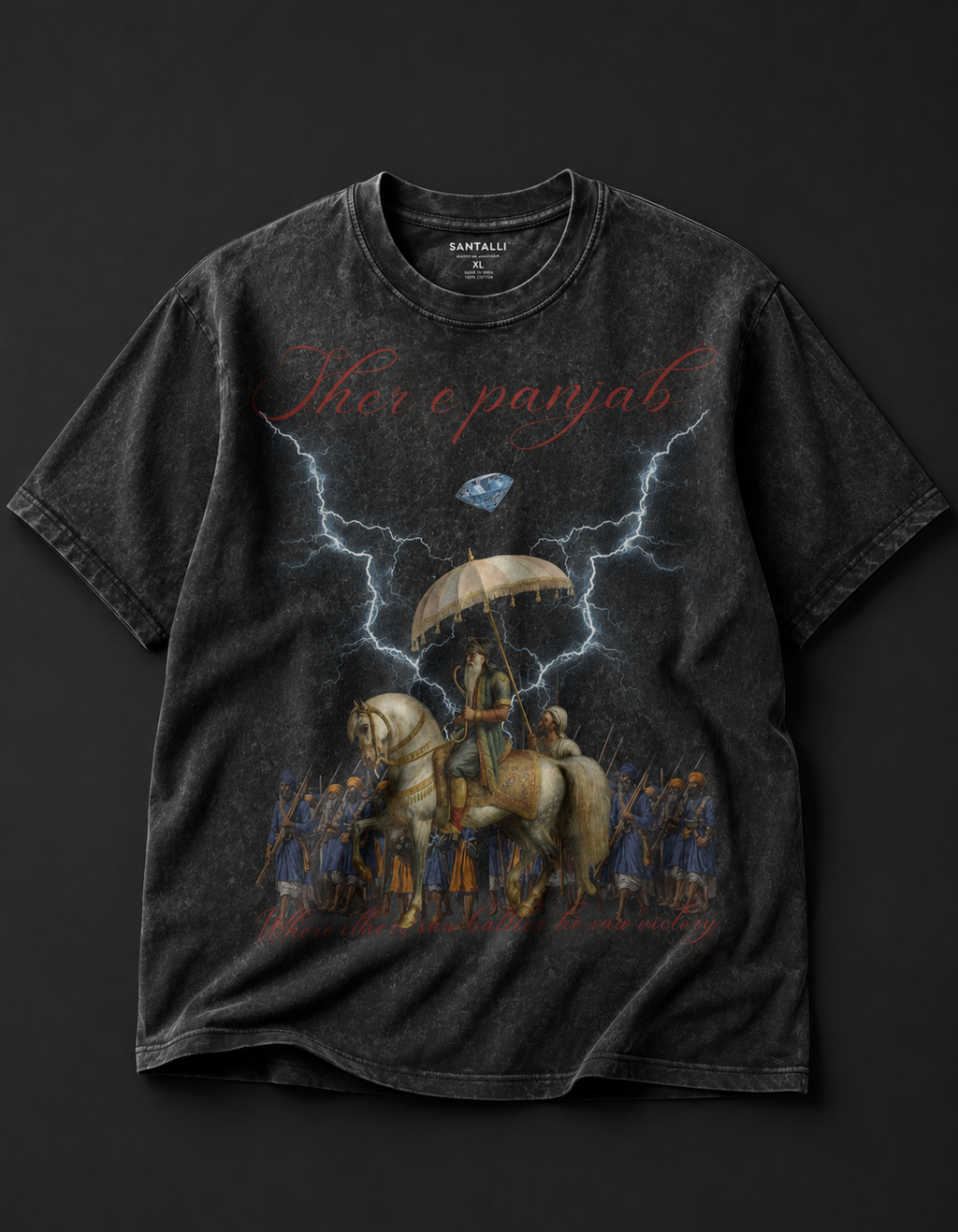 SHER E PANJAB OVERSIZED ACID WASH T-SHIRT