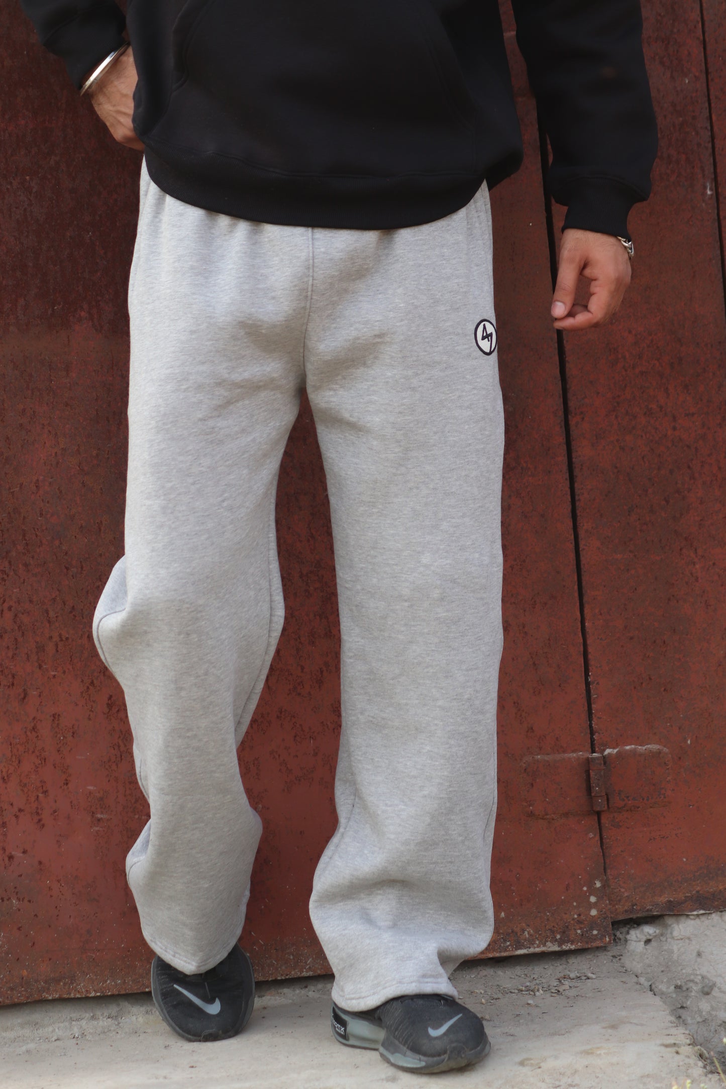 GREY WIDE LEG HEAVY WEIGHT SWEATPANTS