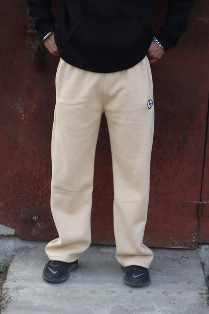 CREAM WIDE LEG HEAVY WEIGHT SWEATPANTS
