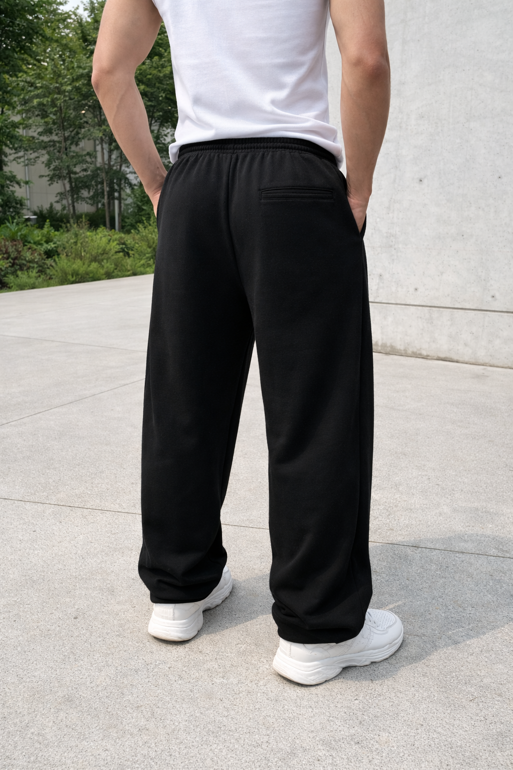 BLACK COTTON LOOSE FIT TRACK PANT