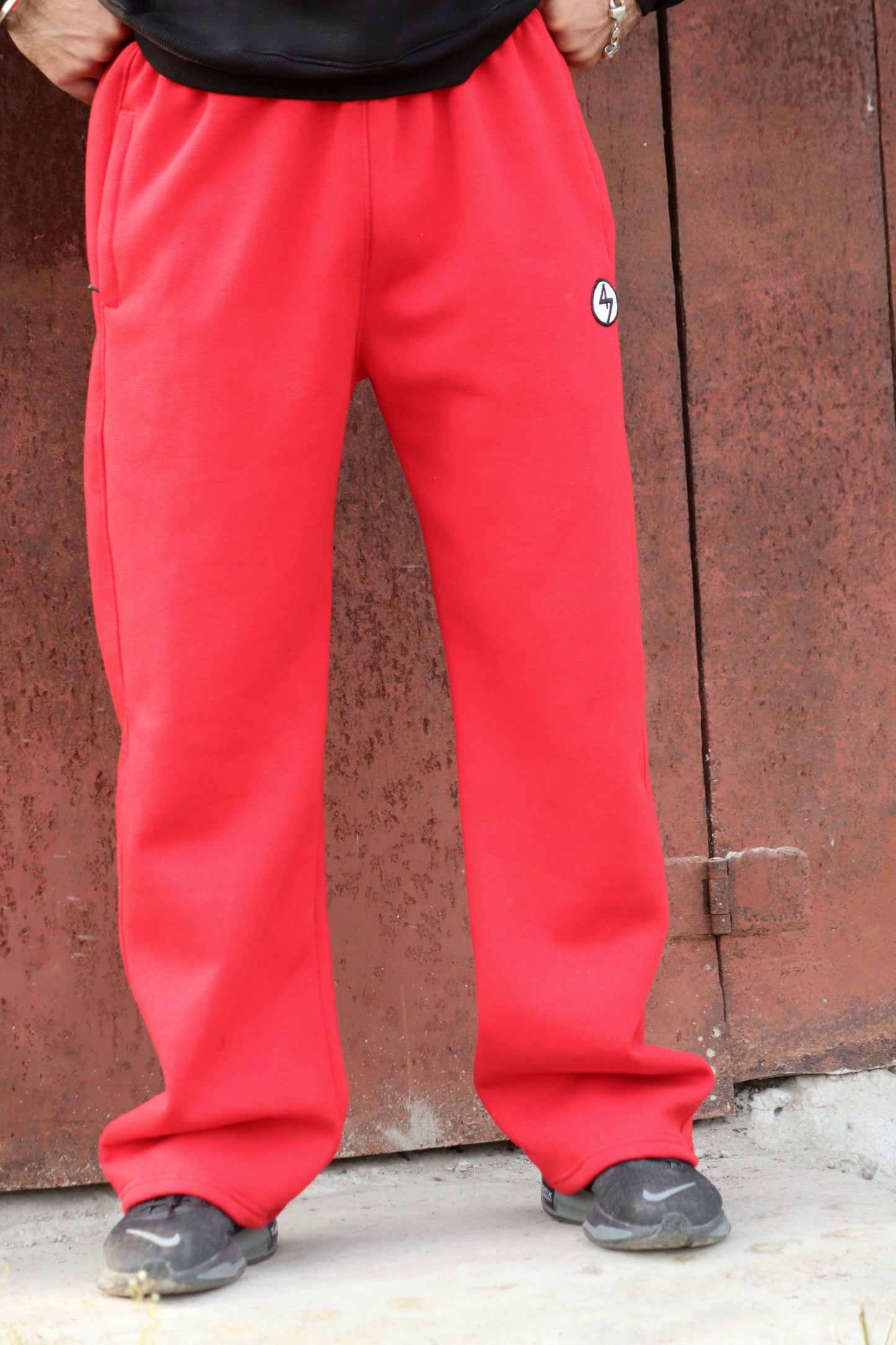 RED WIDE LEG HEAVY WEIGHT SWEATPANTS