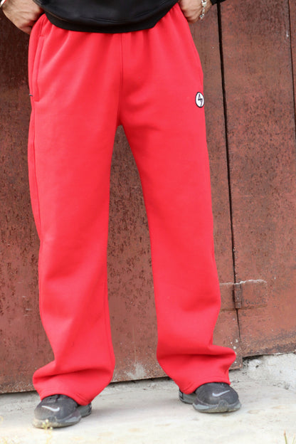 RED WIDE LEG HEAVY WEIGHT SWEATPANTS